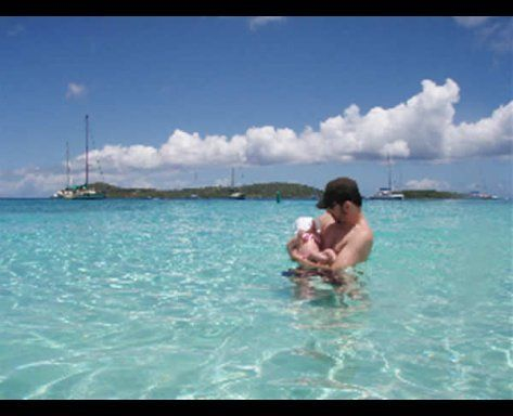 enjoying a swim in the crystal clear waters of the virgin islands